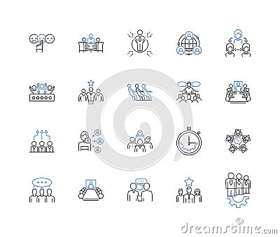 Synergistic teamwork line icons collection. Collaboration, Diversity, Synchronization, Partnership, Bespoke, Geniality Vector Illustration