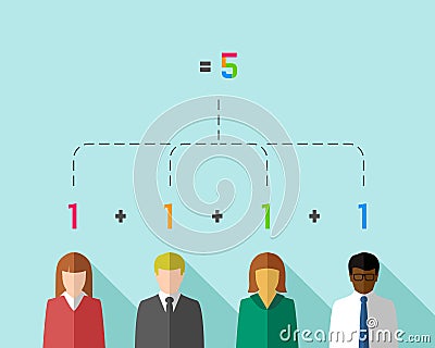 Synergy concept with multicultural business people Vector Illustration