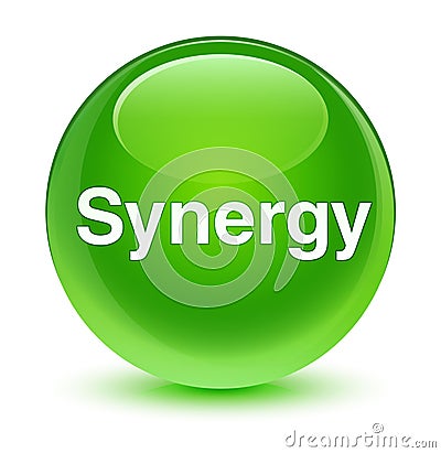 Synergy glassy green round button Cartoon Illustration