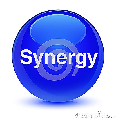Synergy glassy blue round button Cartoon Illustration