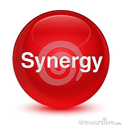 Synergy glassy red round button Cartoon Illustration