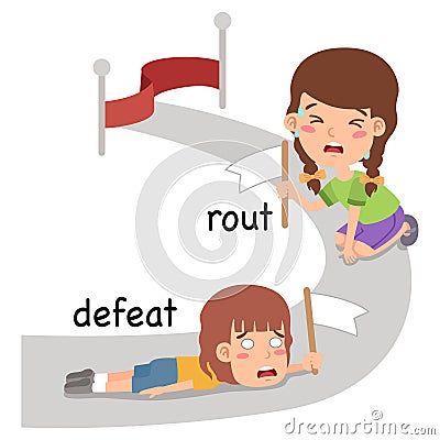 Synonyms defeat and rout Vector Illustration