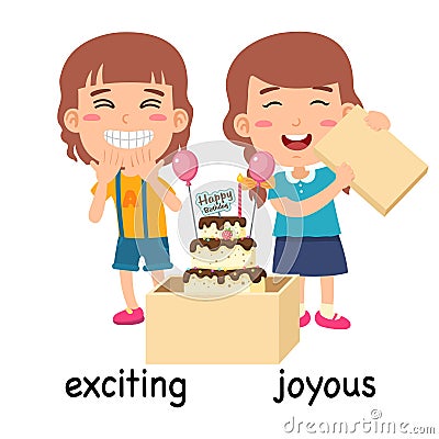 Synonyms exciting and joyous Vector Illustration