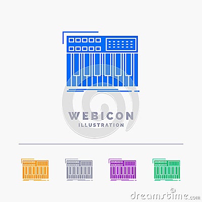 synth, keyboard, midi, synthesiser, synthesizer 5 Color Glyph Web Icon Template isolated on white. Vector illustration Vector Illustration