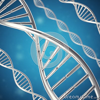 Synthetic, artificial DNA molecule, the concept of artificial intelligence. 3d rendering Stock Photo