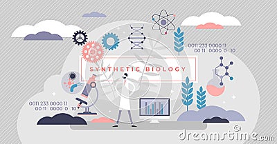 Synthetic biology vector illustration. Innovation flat tiny persons concept. Vector Illustration