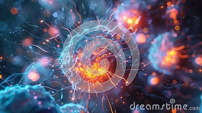 Synthetic intelligence core, glowing abstract ,Generative AI Stock Photo