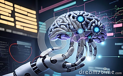 Synthetic Luminescence A Journey Through the Techno-Spectrum of AI, Machine Learning, and Robotic Brilliance Stock Photo