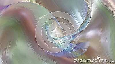 synthetic pearlescent tech holographic iridescent abstract coposition with shell, 3D rendering, golden rule composition Stock Photo