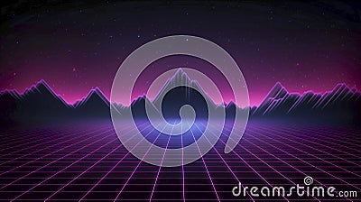 Synthwave Aesthetics: Minimalist Retro Background, Generative AI Stock Photo