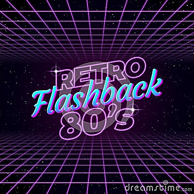 Synthwave retro design, Synth space, illustration Vector Illustration