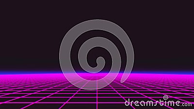 Synthwave wireframe net 1980s Retro Futurism Background 3d rendering Stock Photo