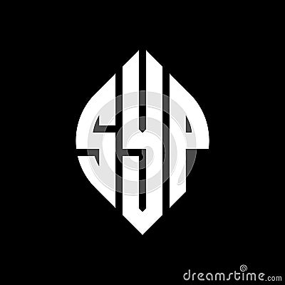 SYP circle letter logo design with circle and ellipse shape. SYP ellipse letters with typographic style. The three initials form a Vector Illustration