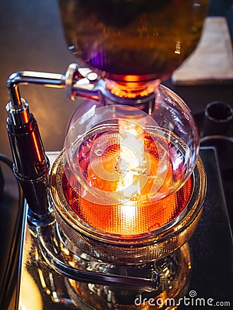 Syphon Coffee Maker in Cafe Restaurant Stock Photo