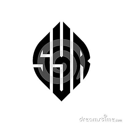 SYR circle letter logo design with circle and ellipse shape. SYR ellipse letters with typographic style. The three initials form a Vector Illustration