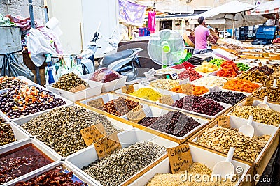 SYRACUSE, ITALY - MAY 04th, 2018: this traditional almonds and p Editorial Stock Photo