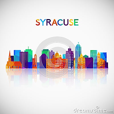 Syracuse skyline silhouette in colorful geometric style. Vector Illustration