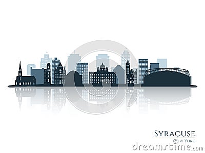 Syracuse skyline silhouette with reflection. Vector Illustration