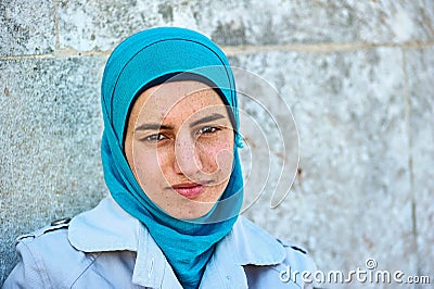 Syria. Aleppo. Portarit of a girl Editorial Stock Photo