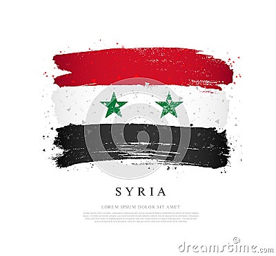 Syria flag. Brush strokes are drawn by hand Vector Illustration