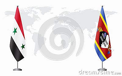 Syria and Kingdom of eSwatini - Swaziland flags for offi Vector Illustration