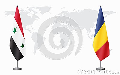 Syria and Romania flags for official meeting Vector Illustration
