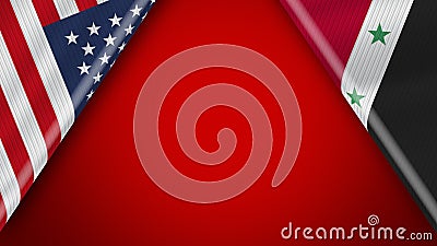 Syria and USA United States of America Flags â€“ 3D Illustrations Stock Photo