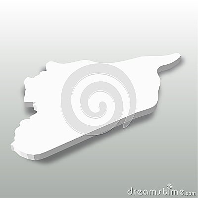 Syria - white 3D silhouette map of country area with dropped shadow on grey background. Simple flat vector illustration Vector Illustration