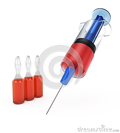 Syringe and ampoules Stock Photo