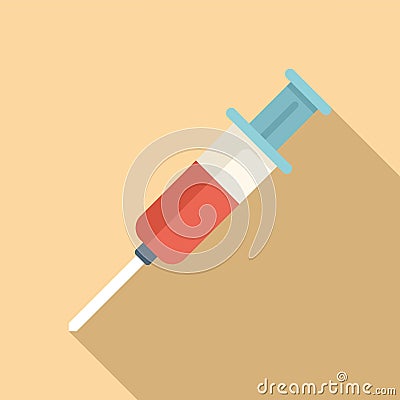 Syringe animal injection icon flat vector. Veterinary help Vector Illustration