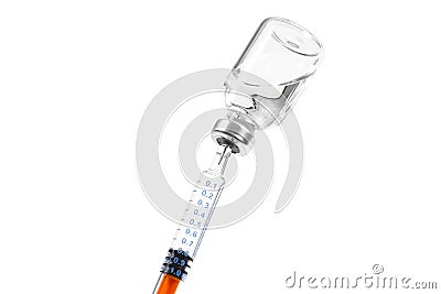 Syringe in a bottle on a white background Stock Photo