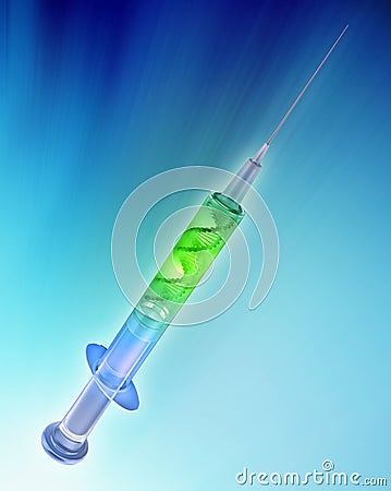 Syringe with a DNA strand Stock Photo