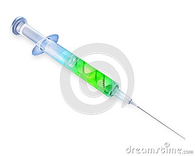 Syringe with a DNA strand Stock Photo