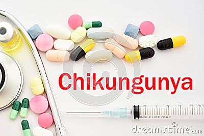 Syringe with drugs for Chikungunya disease treatment Stock Photo