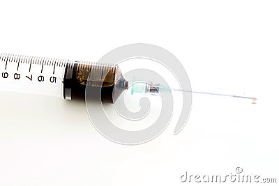 A syringe filled with freshly sampled blood Stock Photo