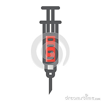 Syringe filled outline icon, medicine Vector Illustration