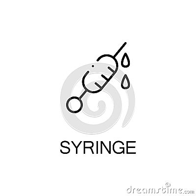 Syringe flat icon or logo for web design Vector Illustration