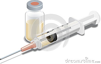 Syringe or Hypodermic Needle with Vial Stock Photo