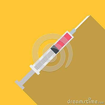 Syringe icon, flat style Vector Illustration