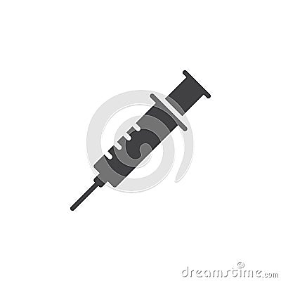 Syringe, injection icon vector, filled flat sign, solid pictogram isolated on white. Vector Illustration