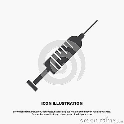 syringe, injection, vaccine, needle, shot Icon. glyph vector gray symbol for UI and UX, website or mobile application Vector Illustration