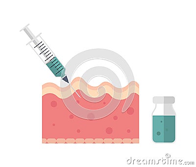 Syringe with injection for wrinkles and fine lines Vector Illustration