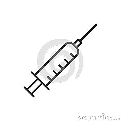 Syringe line icon, hypodermic outline icon Cartoon Illustration