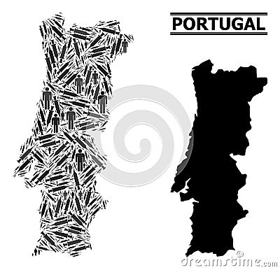 Syringe Mosaic Map of Portugal Vector Illustration
