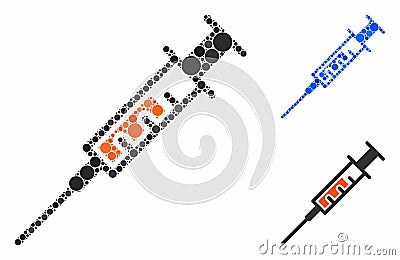 Syringe Mosaic Icon of Round Dots Vector Illustration