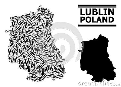 Vaccine Mosaic Map of Lublin Province Vector Illustration