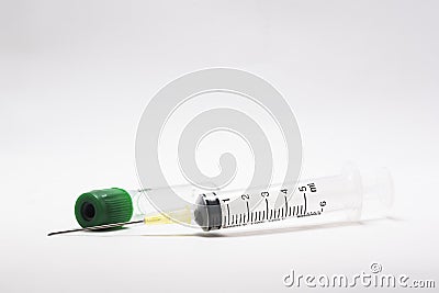 Syringe and test tube Stock Photo