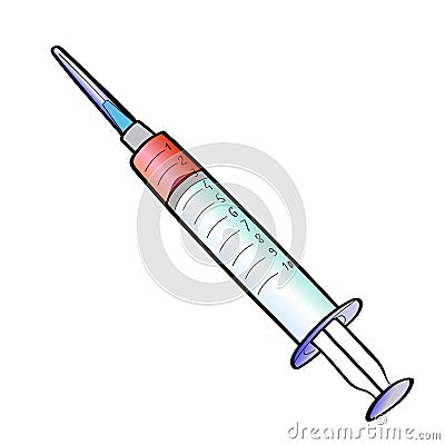 Syringe with vaccine. Medical object on white background. vector Vector Illustration