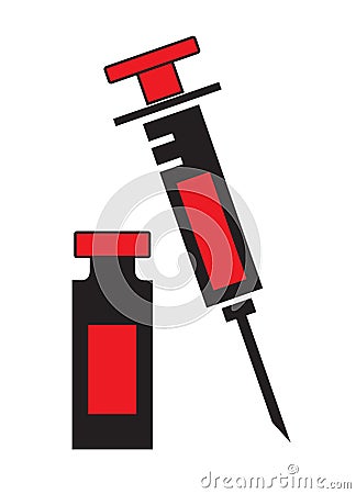 Syringe and vial bottle icon vector isolated in white background. Vector Illustration