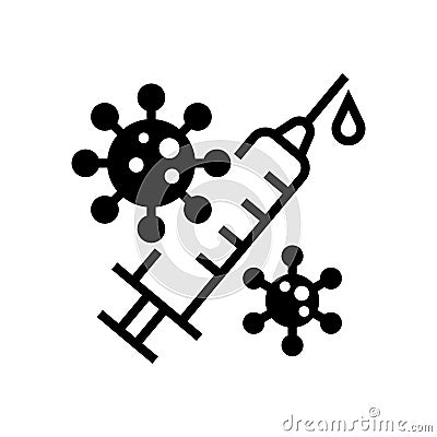 Syringe with virus germs icon, Immunization shot, Treatment vaccine injection symbol, Immunity protection Vector Illustration